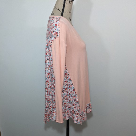 Matilda Jane Womens Tunic Top S Sing It Out Swing V-neck Peach Pink Floral - Picture 8 of 10